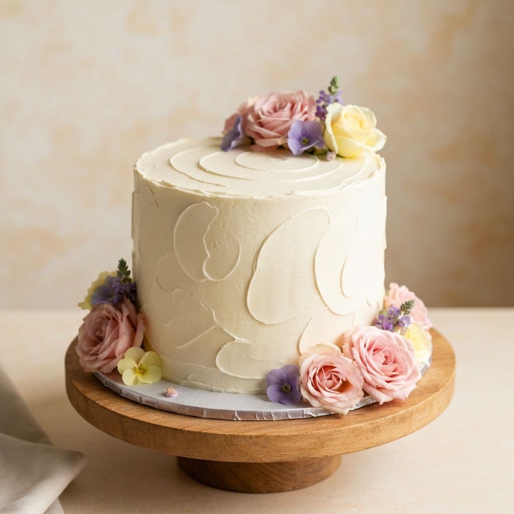 Handgemachte Torte mit frischen Blumen
